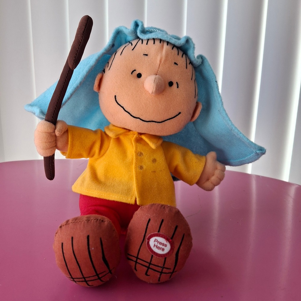 Vintage Linus Peanuts Plush Christmas Shepherd Hallmark 10" Speaking Works